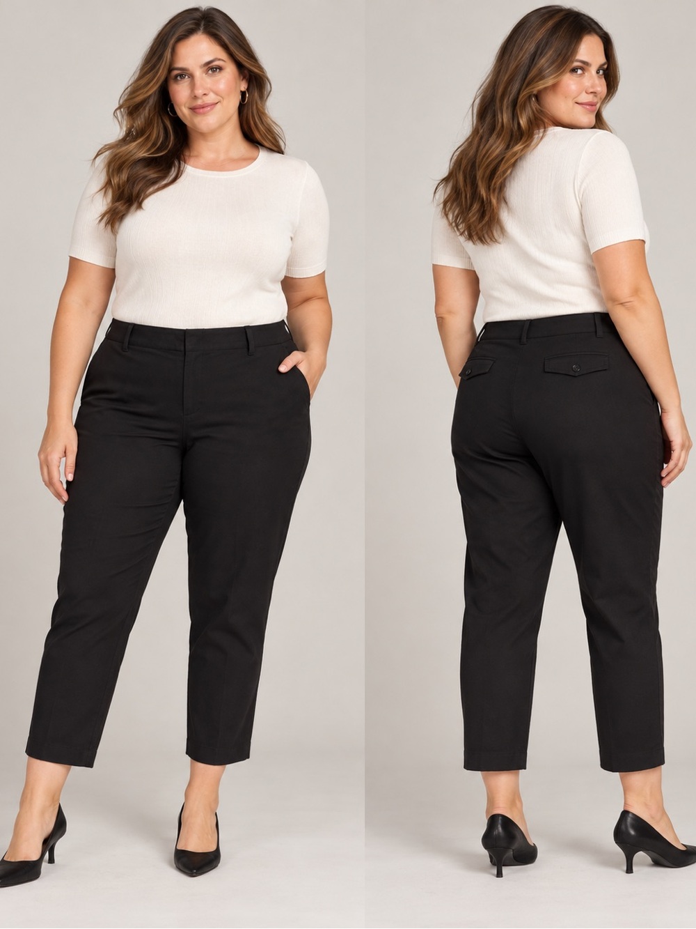 Jaclyn Smith Women’s Black Ankle Pants Size 18 Stretch Straight Leg